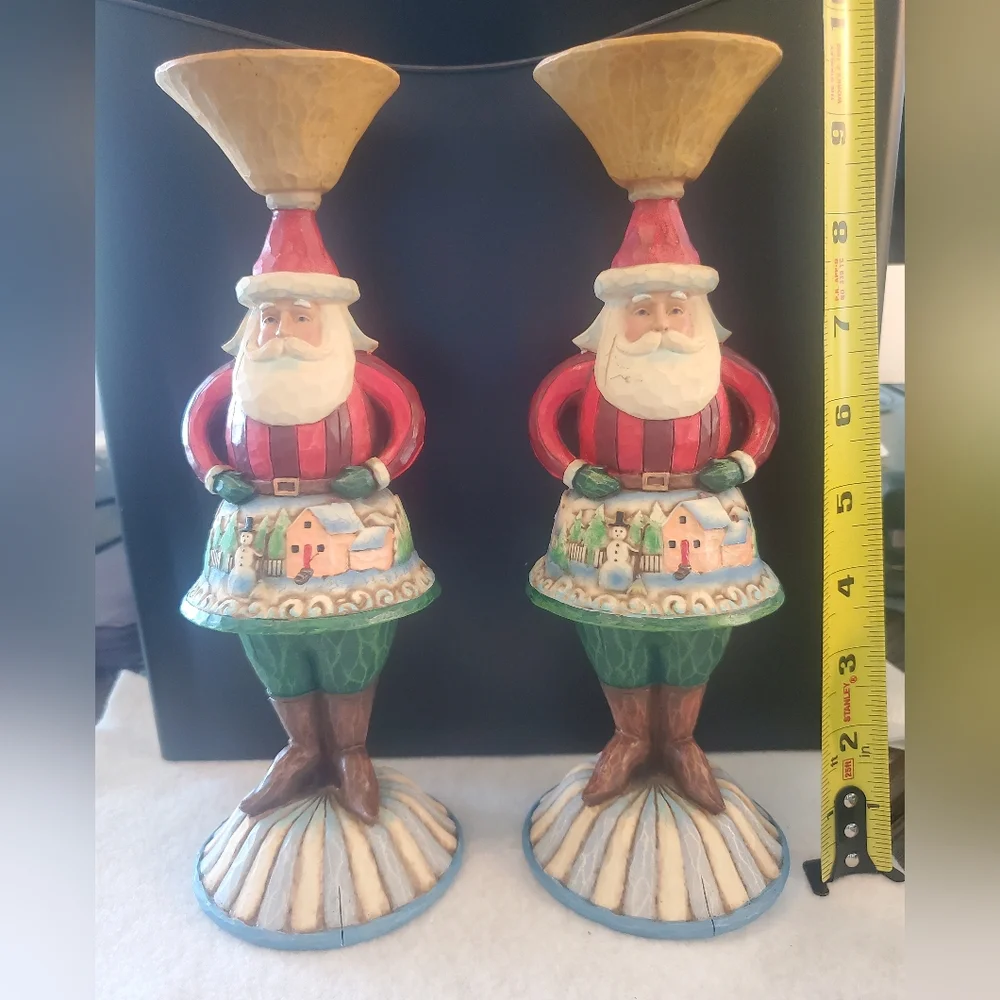 Jim Shore Santa Claus Candle Holders 9.5